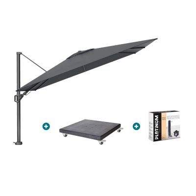 Platinum Challenger zweefparasol Premium T2 2,6x3,5 m - Faded Black met Modena voet en hoes