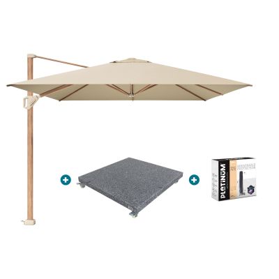 Platinum Challenger Premium T1 4x3 m - Champagne Teak met voet en hoes