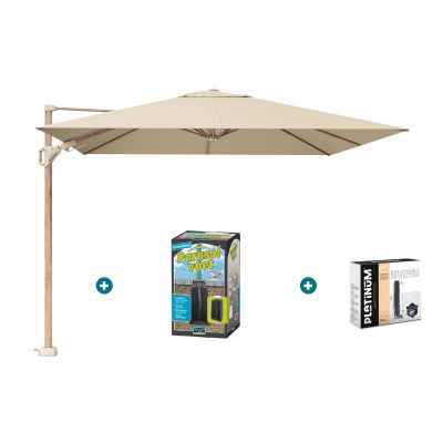 Platinum Challenger Premium T2 3x3 m Champagne Teak - met ingraafvoet en hoes