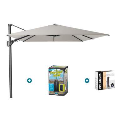 Platinum Challenger zweefparasol T2 Premium - 3,5x2,6 m. - Manhattan met ingraafvoet en hoes