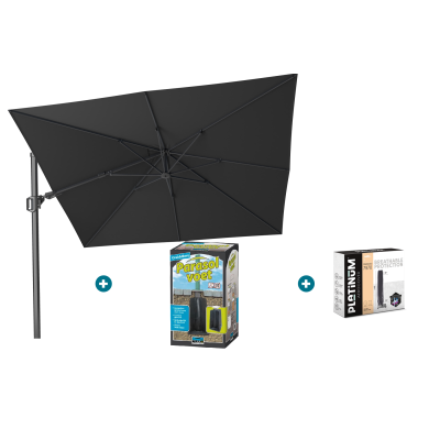 Platinum Challenger zweefparasol T2 - 3x3 m. - Faded Black- met ingraafvoet en hoes