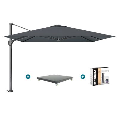 Platinum Challenger Telescope Zweefparasol premium - 3,5x3,5 - Faded Black met Marbella voet en hoes