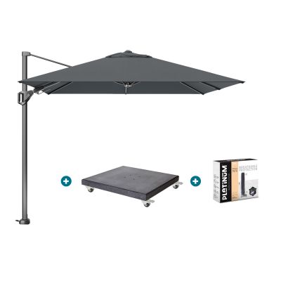 Platinum Voyager zweefparasol T2 2,7x2,7 m. - Antraciet met Modena voet en hoes