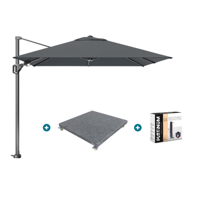 Platinum Voyager zweefparasol T2 2,7x2,7 m. - Antraciet met voet en hoes