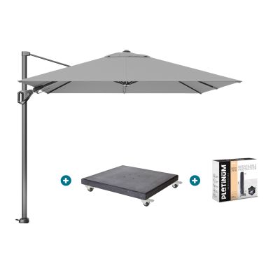 Platinum Voyager zweefparasol T2 2,7x2,7 m. - Light grey met Modena voet en hoes
