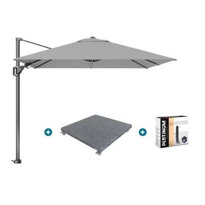 Platinum Voyager zweefparasol T2 2,7x2,7 m. - Light grey met voet en hoes