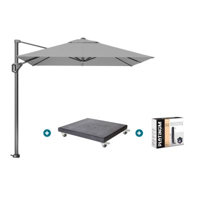 Platinum Voyager zweefparasol T1 2.5x2.5 m. - Light Grey met Modena voet en hoes