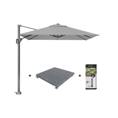 Platinum Voyager zweefparasol T1 2.5x2.5 m. - Light Grey met voet en hoes