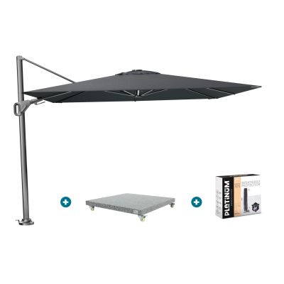 Platinum Nexus T2 zweefparasol 3x3 m. - Faded black - met Madrid voet en hoes