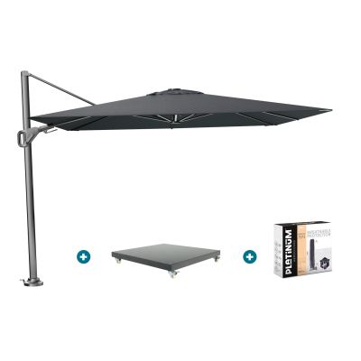 Platinum Nexus T2 zweefparasol 3x3 m. - Faded black - met Marbella voet en hoes