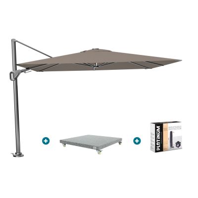 Platinum Nexus T2 zweefparasol 3x3 m. - Havanna taupe - met Madrid voet en hoes