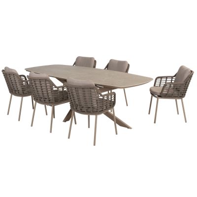 Taste Puglia/Prado 6-persoons deens ovale tuinset 240x105 cm. - Latte