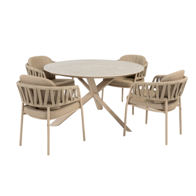 Taste Calma/Prado 4-persoons ronde dining tuinset Ø130 cm. - Latte