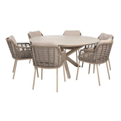 Taste Puglia/Prado 6-persoons ronde dining tuinset Ø160 cm. - Latte