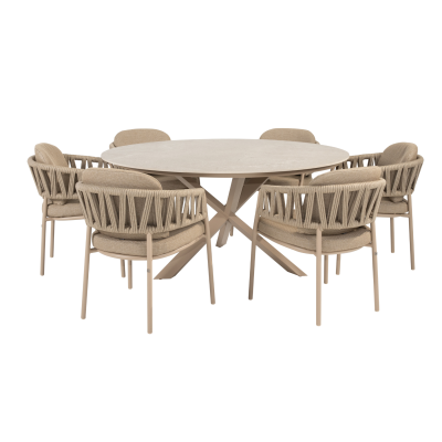 Taste Calma/Prado 6-persoons ronde dining tuinset Ø160 cm. - Latte