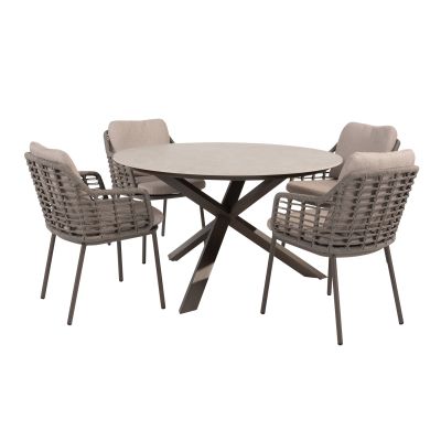 Taste Puglia/Prado 4-persoons ronde dining tuinset Ø130 cm. - Terre