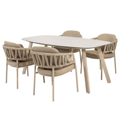 Taste Calma/Manolo 4-persoon Deens ovale tuinset 180x95 cm. - Latte 