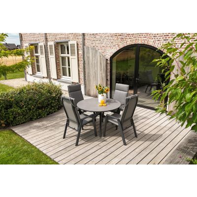 Azoren/Dublin verstelbare ronde tuinset Ø120 cm. - Antraciet