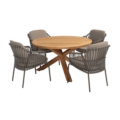 4 Seasons Capalbio/Prado ronde tuinset Ø130 cm. - terre/teak