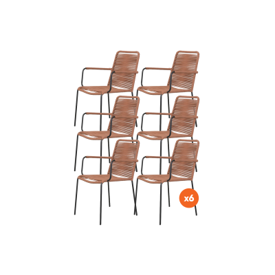 Set van 6 - Denver Rope stapelbare stoel - Terracotta