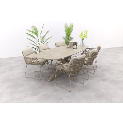 4SO Murcia/Prado deens ovale tuinset (7-delig) - Latte