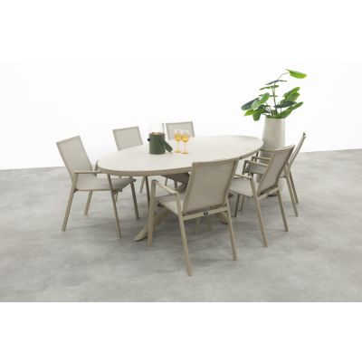 Atmos/Ventaro stapelbare ovale tuinset 240x115 cm. - Latte