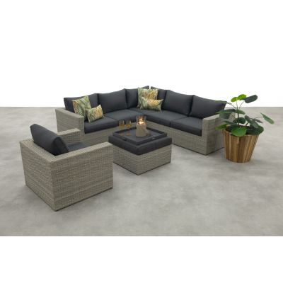 Atlanta wicker loungeset 5-delig – Vintage grey - Garden impressions