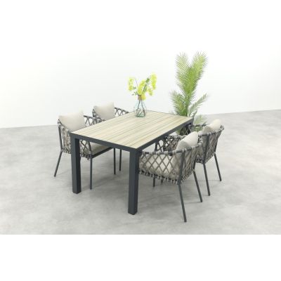 Sara/Nola tuinset 160x90 cm. - Antraciet/Houtlook