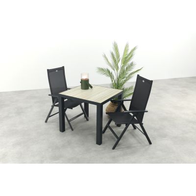 Hartman Napoli/Nola verstelbare tuinset 90x90 cm. - Antraciet/Houtlook