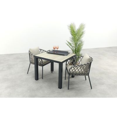 Sara/Nola tuinset 90x90 cm. - Antraciet/Houtlook