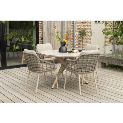 Taste Puglia/Dublin ronde tuinset Ø120 cm. (5-delig) - Latte