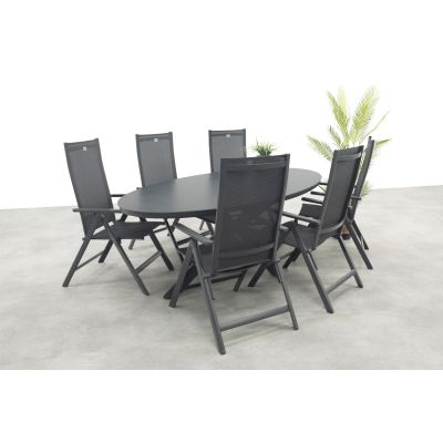 Hartman Napoli/Ventaro verstelbare ovale tuinset 240x115 cm. - Antraciet