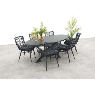 Jasmine/Ventaro ovale tuinset 240x115 cm. - Antraciet/Zwart