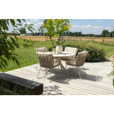 4SO Fabrice/Dublin ronde tuinset 120 cm. (5-delig) - Latte