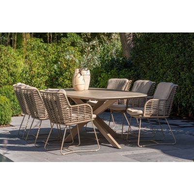 4SO Fabrice/Prado deens ovale tuinset (7-delig) - Latte