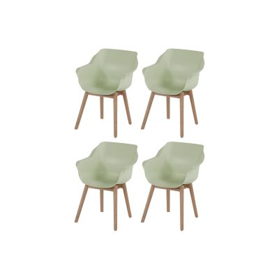 Set van 4 - Hartman Sophie Studio dining armstoel - French green - Teak poot