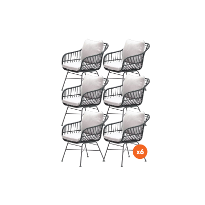 Set van 6 - Garden Impressions Margriet tuinstoel - Zwart/Zand