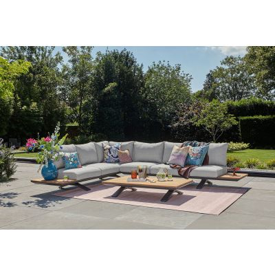 Suns Stockholm loungeset - Antraciet/teak - soft grey kussens