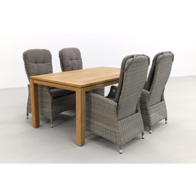 Memphis / Rome teak 170 cm. - Natural Brown - verstelbare tuinset