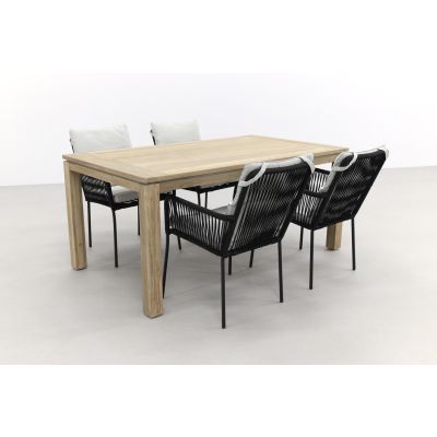 Teresa - Black/Rome Grey 170 cm. stapelbare tuinset - 5-delig