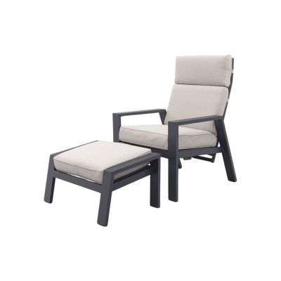 Garden Impressions Max loungestoel + voetenbank - Carbon black/Sand