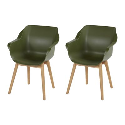 Set van 2 - Hartman Sophie Studio dining armstoel - Moss green - Teak poot