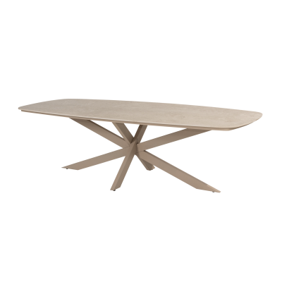 4 Seasons Nevada low dining - keramisch deens ovale tuintafel 250x105 cm. - zand/latte