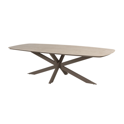 4 Seasons Nevada low dining - keramisch deens ovale tuintafel 250x105 cm. - zand/terre