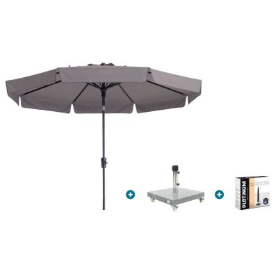 Madison Flores Luxe stokparasol Ø300 cm. - Taupe met Sevilla voet en hoes