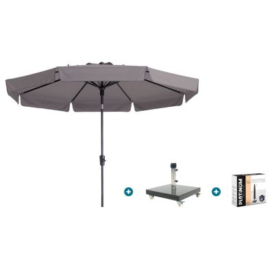 Madison Flores Luxe stokparasol Ø300 cm. - Taupe met Granada voet en hoes