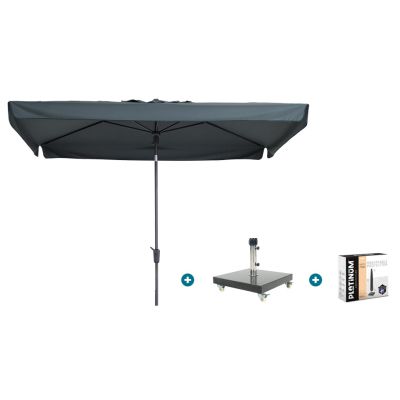 Madison Delos Luxe stokparasol 200x300 cm. - Grey met Granada voet en hoes