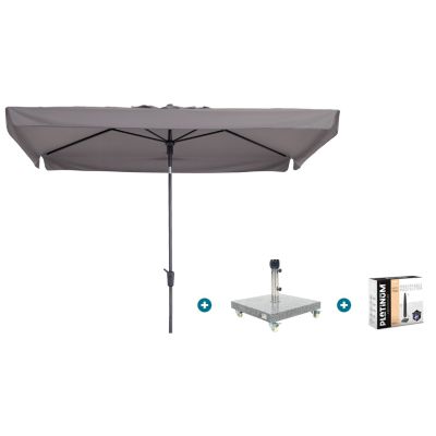 Madison Delos Luxe stokparasol 200x300 cm. - Taupe met Sevilla voet en hoes