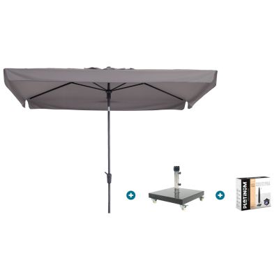 Madison Delos Luxe stokparasol 200x300 cm. - Taupe met Granada voet en hoes