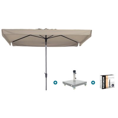 Madison Delos Luxe stokparasol 200x300 cm. - Ecru met Sevilla voet en hoes